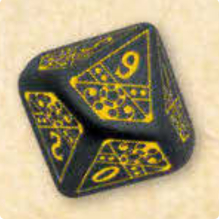 Game die numbered 0 through 9
