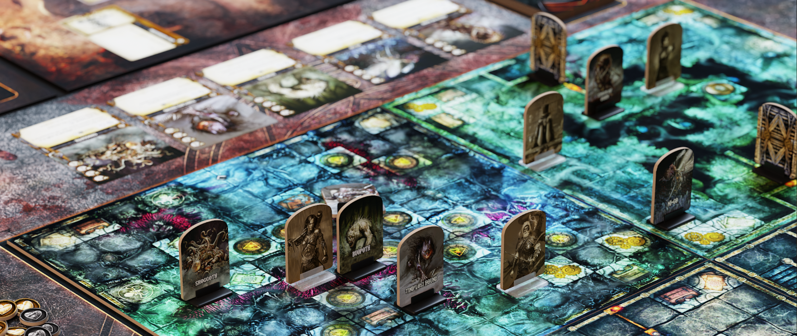 Full component spread — the playing area (placeholder; final photo to be supplied at 2560 × 1080 px)